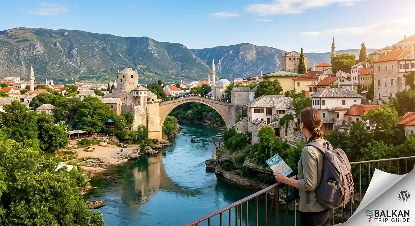 Historic Stari Most bridge in Mostar Bosnia for Balkans itinerary guide cover