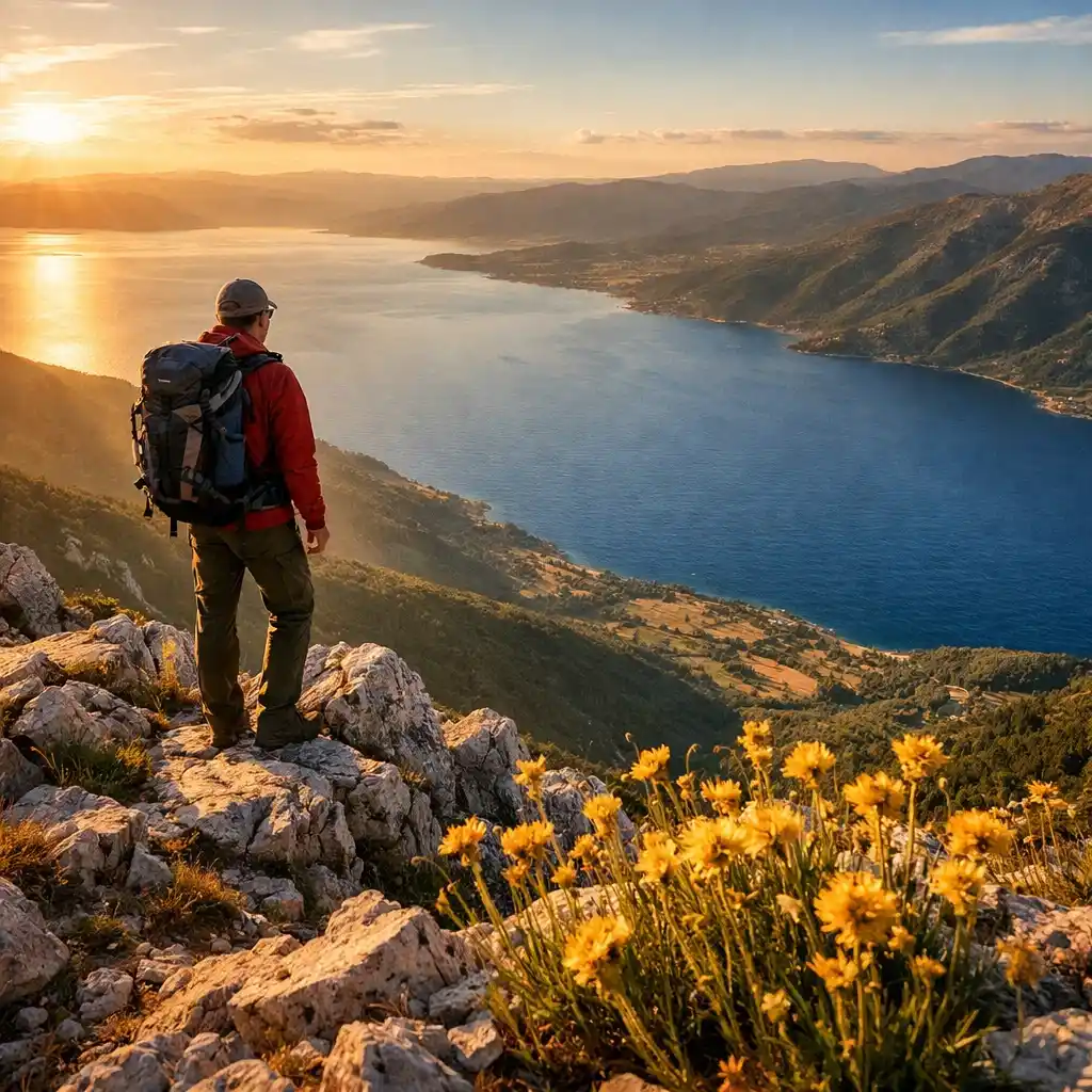 hiking trails around Lake Prespa, North Macedonia